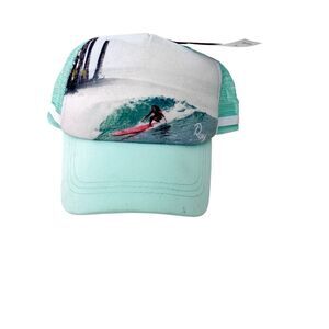 Roxy Aqua Blue Surf Girl Graphic Adjustable Baseball Cap Hat